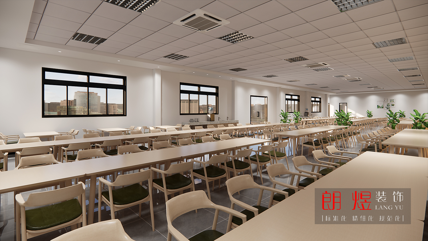 園區工廠員工食堂裝修改造設計效果圖